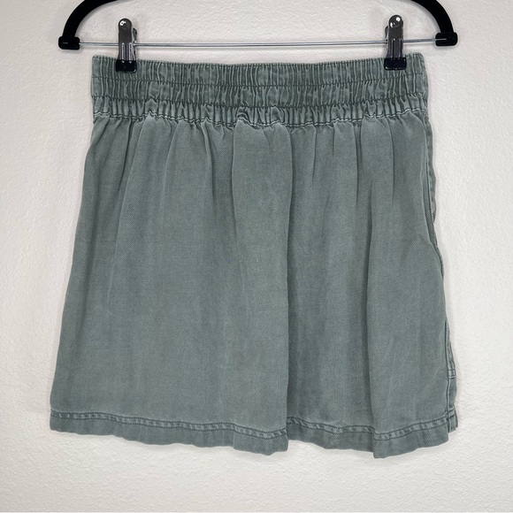 Aerie Washed Olive Green Linen & Lyocell Button Front Mini Skirt Sz S - Picture 10 of 13